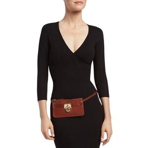 Michael Kors Women's Brown Leather FannyPack Belt Small Wallet